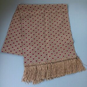 NOS DKNY 100% Silk Scarf Fringe Beige Classic Men's Wear Countryside Preppy NEW
